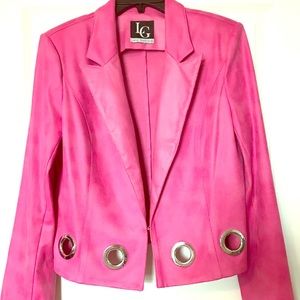 Hot pink faux suede spring jacket